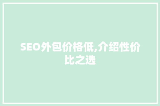SEO外包价格低,介绍性价比之选
