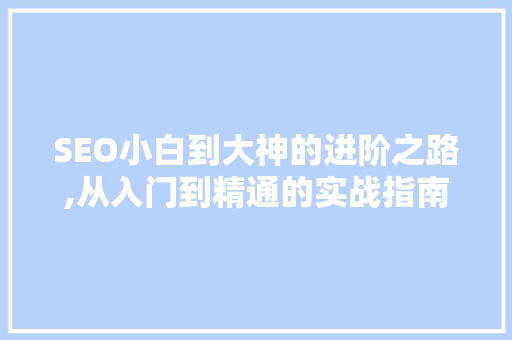 SEO小白到大神的进阶之路,从入门到精通的实战指南
