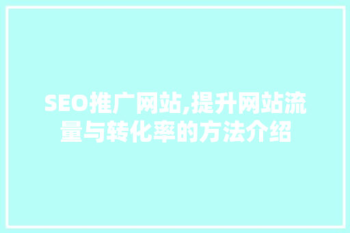SEO推广网站,提升网站流量与转化率的方法介绍