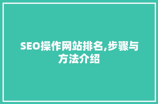 SEO操作网站排名,步骤与方法介绍