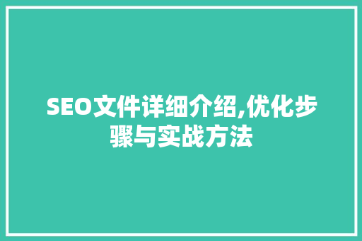 SEO文件详细介绍,优化步骤与实战方法