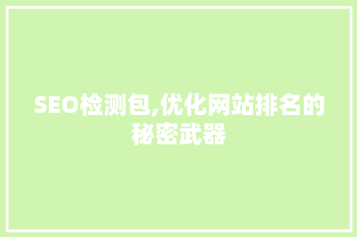 SEO检测包,优化网站排名的秘密武器