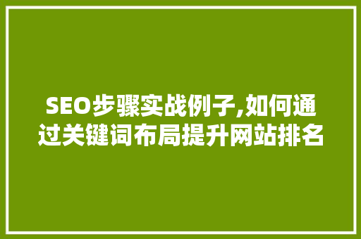 SEO步骤实战例子,如何通过关键词布局提升网站排名