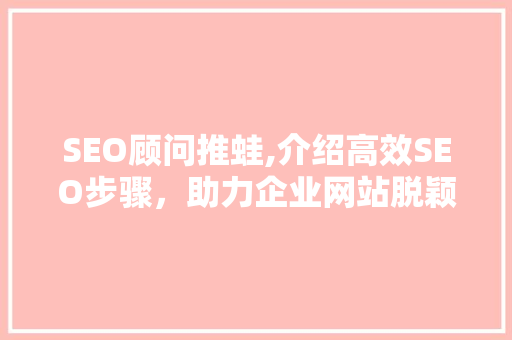 SEO顾问推蛙,介绍高效SEO步骤，助力企业网站脱颖而出