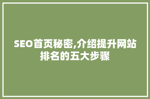 SEO首页秘密,介绍提升网站排名的五大步骤
