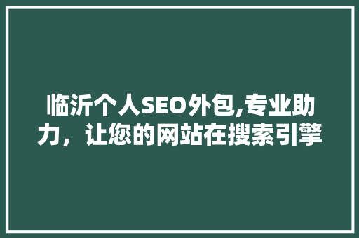 临沂个人SEO外包,专业助力，让您的网站在搜索引擎中脱颖而出
