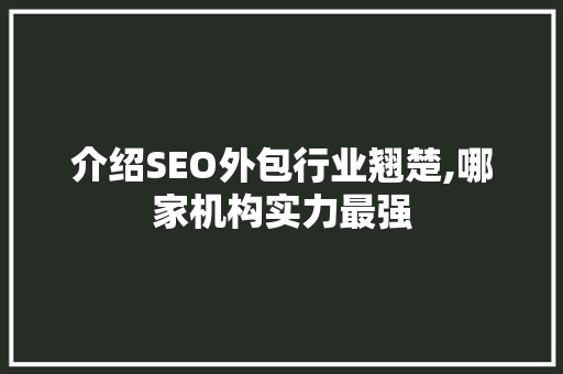 介绍SEO外包行业翘楚,哪家机构实力最强