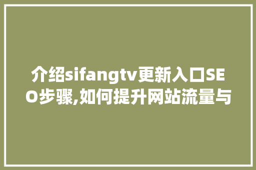 介绍sifangtv更新入口SEO步骤,如何提升网站流量与用户粘性
