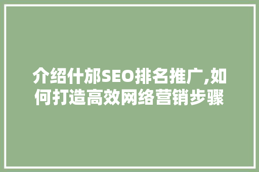 介绍什邡SEO排名推广,如何打造高效网络营销步骤