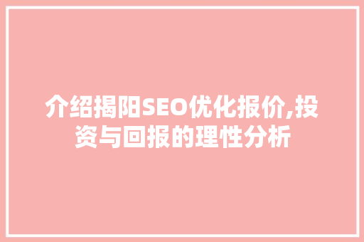 介绍揭阳SEO优化报价,投资与回报的理性分析
