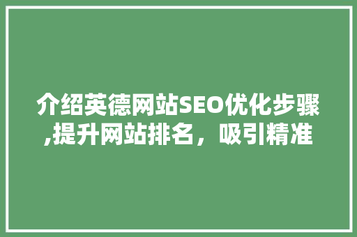 介绍英德网站SEO优化步骤,提升网站排名，吸引精准流量