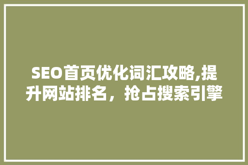 SEO首页优化词汇攻略,提升网站排名，抢占搜索引擎流量红利