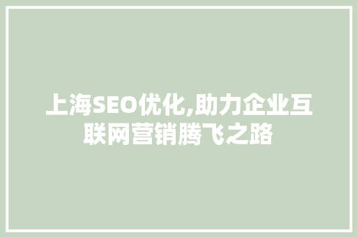 上海SEO优化,助力企业互联网营销腾飞之路