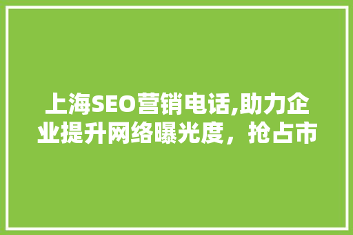 上海SEO营销电话,助力企业提升网络曝光度，抢占市场先机