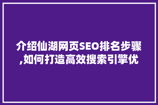 介绍仙湖网页SEO排名步骤,如何打造高效搜索引擎优化方法