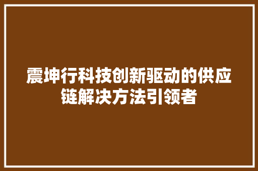 震坤行科技创新驱动的供应链解决方法引领者