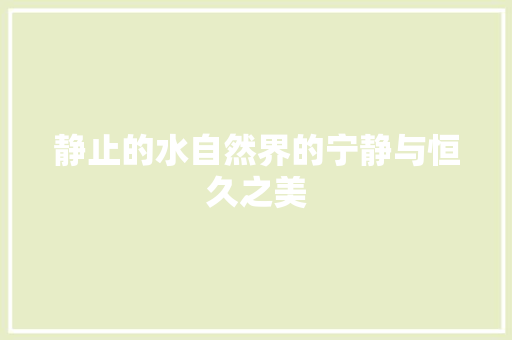 静止的水自然界的宁静与恒久之美