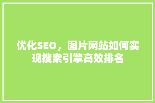 优化SEO，图片网站如何实现搜索引擎高效排名