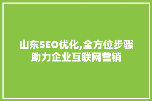 山东SEO优化,全方位步骤助力企业互联网营销