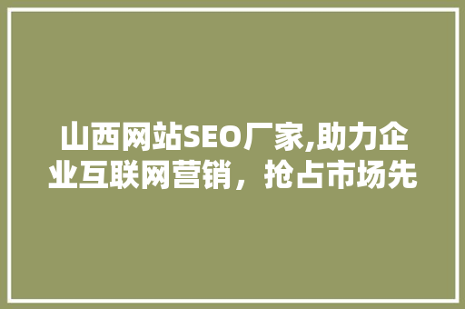 山西网站SEO厂家,助力企业互联网营销，抢占市场先机