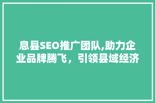息县SEO推广团队,助力企业品牌腾飞，引领县域经济新篇章
