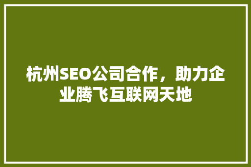 杭州SEO公司合作，助力企业腾飞互联网天地