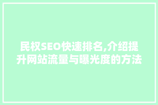 民权SEO快速排名,介绍提升网站流量与曝光度的方法