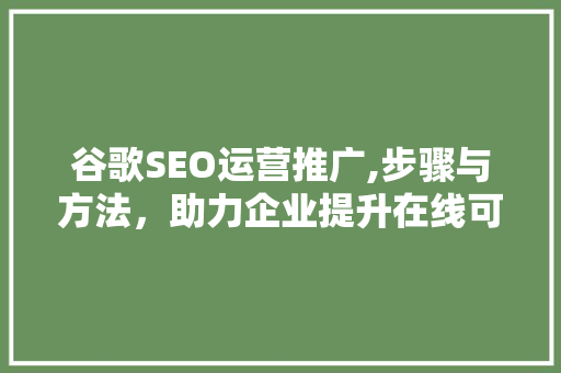 谷歌SEO运营推广,步骤与方法，助力企业提升在线可见度