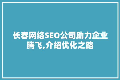 长春网络SEO公司助力企业腾飞,介绍优化之路