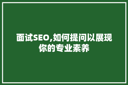 面试SEO,如何提问以展现你的专业素养  第1张