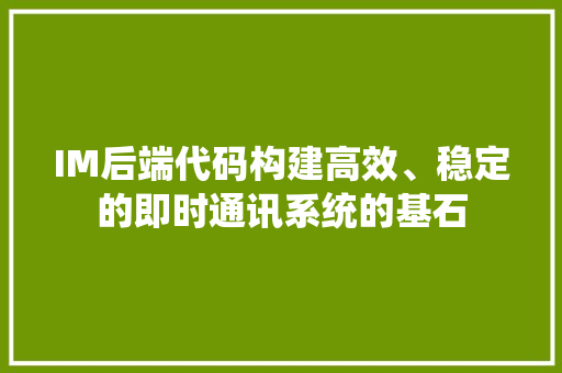 IM后端代码构建高效、稳定的即时通讯系统的基石