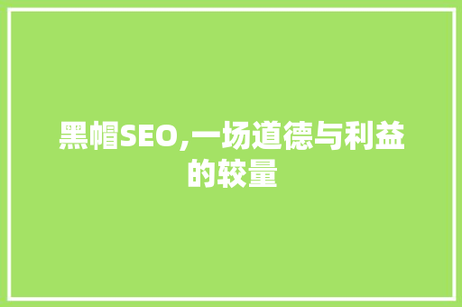 黑帽SEO,一场道德与利益的较量  第1张