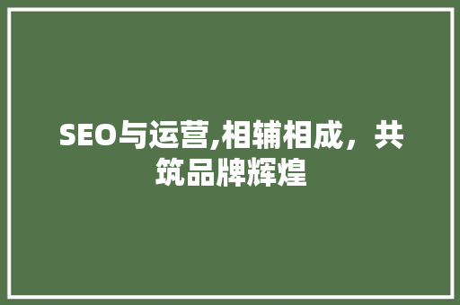 SEO与运营,相辅相成，共筑品牌辉煌  第1张