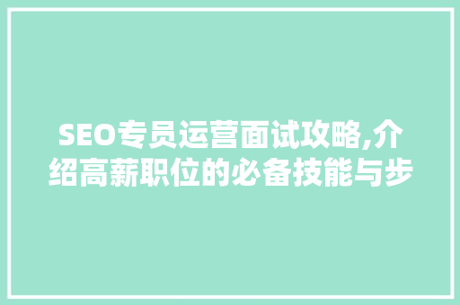 SEO专员运营面试攻略,介绍高薪职位的必备技能与步骤