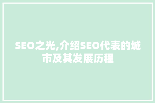 SEO之光,介绍SEO代表的城市及其发展历程