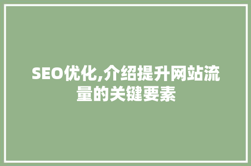 SEO优化,介绍提升网站流量的关键要素