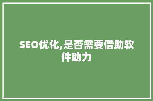 SEO优化,是否需要借助软件助力