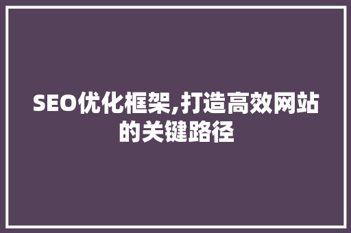 SEO优化框架,打造高效网站的关键路径