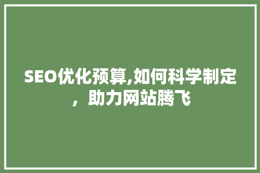 SEO优化预算,如何科学制定，助力网站腾飞