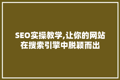 SEO实操教学,让你的网站在搜索引擎中脱颖而出