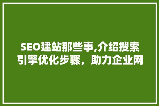 SEO建站那些事,介绍搜索引擎优化步骤，助力企业网络营销  第1张