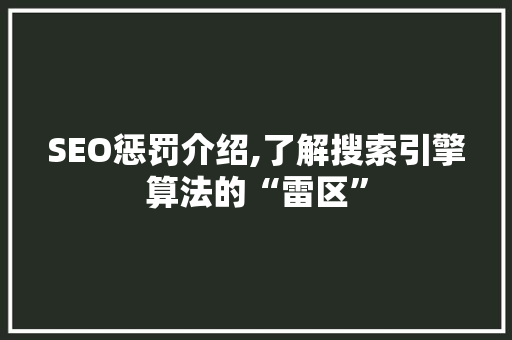 SEO惩罚介绍,了解搜索引擎算法的“雷区”  第1张