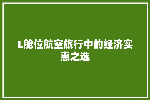 L舱位航空旅行中的经济实惠之选