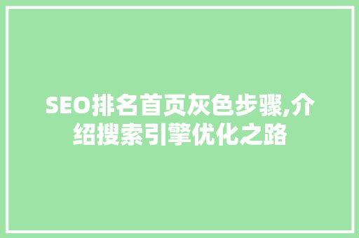 SEO排名首页灰色步骤,介绍搜索引擎优化之路