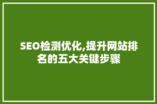 SEO检测优化,提升网站排名的五大关键步骤
