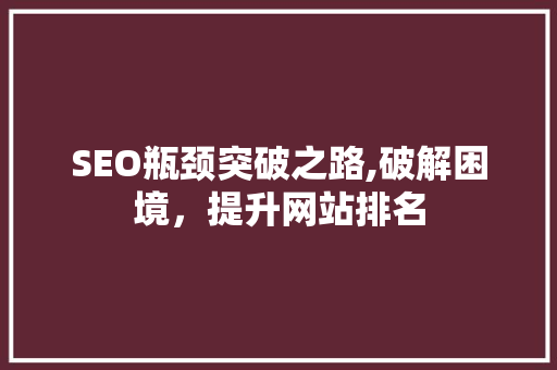 SEO瓶颈突破之路,破解困境，提升网站排名