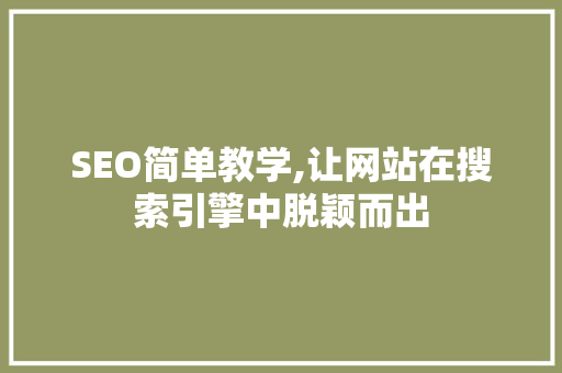 SEO简单教学,让网站在搜索引擎中脱颖而出
