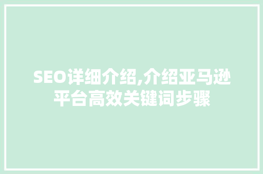 SEO详细介绍,介绍亚马逊平台高效关键词步骤