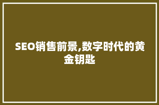 SEO销售前景,数字时代的黄金钥匙