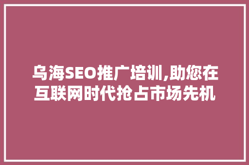 乌海SEO推广培训,助您在互联网时代抢占市场先机